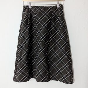 Tribal Plaid A-Line Skirt - Black and White